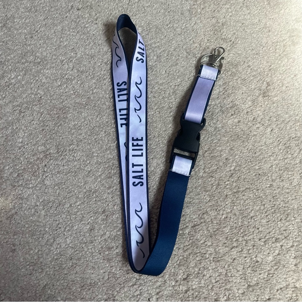 White and Navy blue Salt Life lanyard
